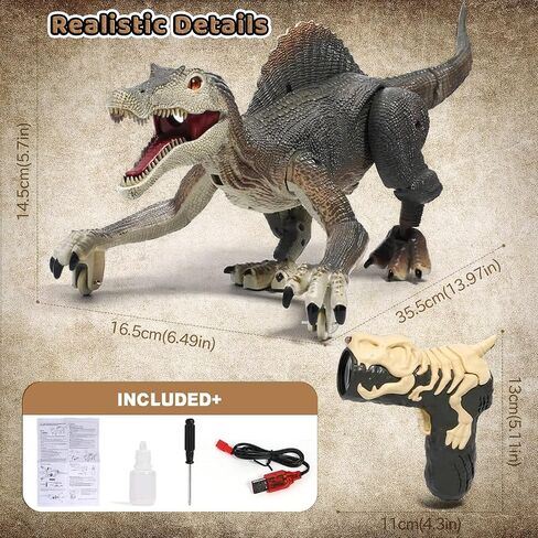 ألعاب ديناصور RC للأطفال، لعبة ديناصور جوراسي واقعي مع رذاذ خفيف عيون ثلاثية الأبعاد للمشي، هدية عيد ميلاد للأولاد من سن 3 4 5 6 7 8 9 10 سنوات in Kuwait