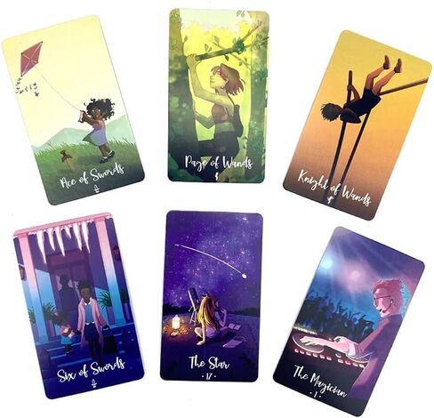 لعبة كوميك سايكلز من مرديشيشا - سطح تاروت عصري بشخصيات ذات صلة، 78 بطاقة تاروت في اصدار الجيب (الحجم: 4.06 انش × 2.36 انش / 103 ملم × 60 ملم) in Kuwait