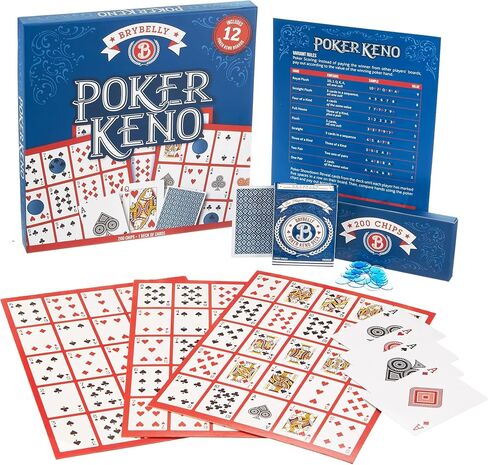 مجموعة ألعاب Brybelly Poker Keno مع بطاقات ورقائق - هدية ليلية للوحة ألعاب الكازينو العائلية للبالغين تتضمن مجموعة من أوراق اللعب، و12 لوحة، و200 شريحة بنغو in Saudi Arabia