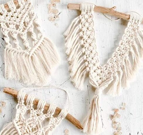 حبل مكرامية 2 مم × 722 قدم، حبال مكرامية باللون البيج، حبل من القطن الطبيعي، 3 جدائل من القطن الملتوي، بكرة حبل للتعليق على الحائط، مشاريع الحياكة اليدوية in Kuwait