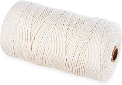 حبل مكرامية 2 مم × 722 قدم، حبال مكرامية باللون البيج، حبل من القطن الطبيعي، 3 جدائل من القطن الملتوي، بكرة حبل للتعليق على الحائط، مشاريع الحياكة اليدوية in Kuwait