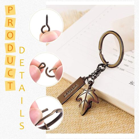Rustark 300 Pcs Bronze Key Chain Rings Assortment Kit, 100Pcs Keychain Rings with Chain, Open Jump Rings and Screw Eye Pins for Crafts Charm Jewelry Making (20mm, 25mm, 30mm, 35mm) in Kuwait