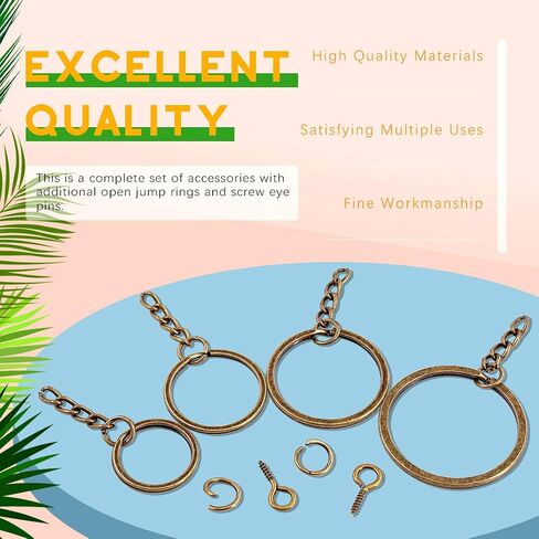 Rustark 300 Pcs Bronze Key Chain Rings Assortment Kit, 100Pcs Keychain Rings with Chain, Open Jump Rings and Screw Eye Pins for Crafts Charm Jewelry Making (20mm, 25mm, 30mm, 35mm) in Kuwait