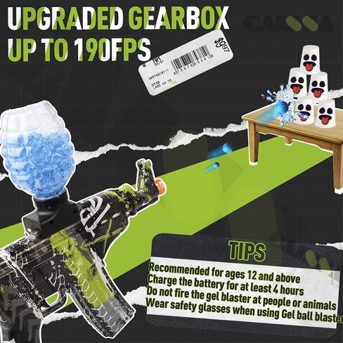 CAISSA Electric Gel Ball Blaster, AKM-47 Gel Ball Blaster Automatic, for Outdoor Activities - Shooting Team Game, Blue in Saudi Arabia