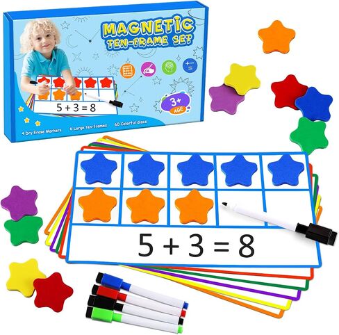 LOOIKOOS Magnetic Ten-Frame Set,Math Manipulative Games for Elementary Classroom & Kindergarten,Early Education Math Enlightenment Toys, Math Aids Accessories Supplies for Classroom in Kuwait