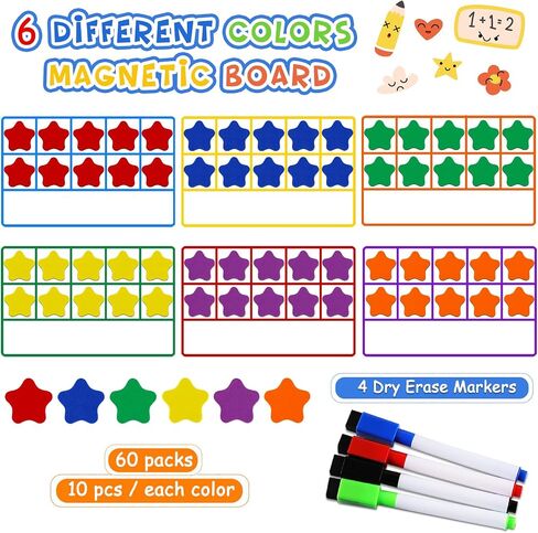 LOOIKOOS Magnetic Ten-Frame Set,Math Manipulative Games for Elementary Classroom & Kindergarten,Early Education Math Enlightenment Toys, Math Aids Accessories Supplies for Classroom in Kuwait