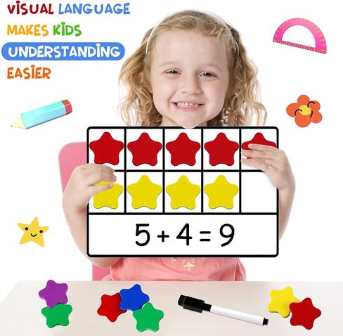LOOIKOOS Magnetic Ten-Frame Set,Math Manipulative Games for Elementary Classroom & Kindergarten,Early Education Math Enlightenment Toys, Math Aids Accessories Supplies for Classroom in Kuwait