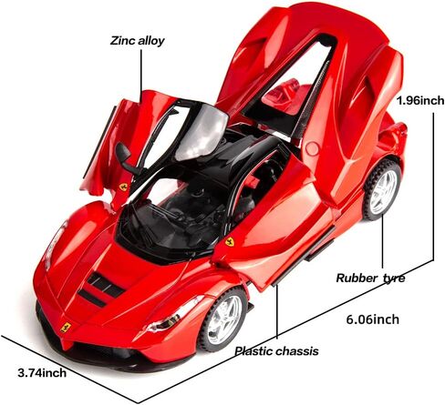 1/32 Ferrari Race Model Car and LaFerrari Toy Car, Pull Back Vehicle Alloy Diecast Model, Openable Doors, Collectible Gift Cars for Kids Ages 3-8 (Red) in Kuwait