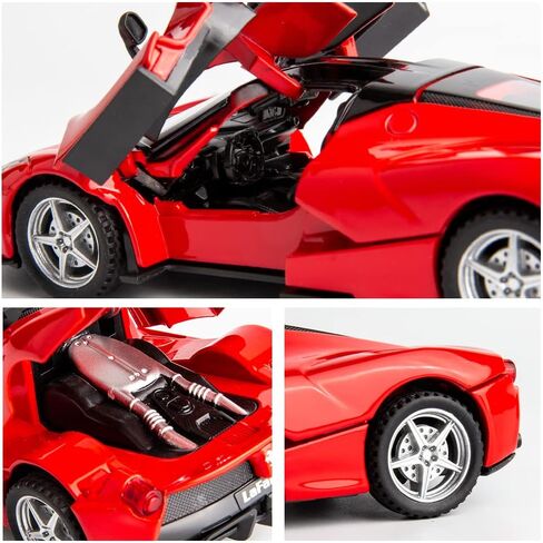 1/32 Ferrari Race Model Car and LaFerrari Toy Car, Pull Back Vehicle Alloy Diecast Model, Openable Doors, Collectible Gift Cars for Kids Ages 3-8 (Red) in Kuwait