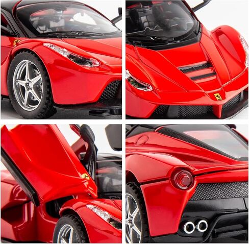 1/32 Ferrari Race Model Car and LaFerrari Toy Car, Pull Back Vehicle Alloy Diecast Model, Openable Doors, Collectible Gift Cars for Kids Ages 3-8 (Red) in Kuwait