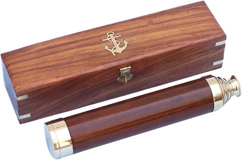 Hampton Nautical 3xglass-101 Deluxe Class Solid Brass-Wood Admiral's Spyglass Telescope 25" w/Rosewood Box-Nautical Decor in Saudi Arabia
