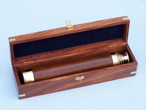 Hampton Nautical 3xglass-101 Deluxe Class Solid Brass-Wood Admiral's Spyglass Telescope 25" w/Rosewood Box-Nautical Decor in Saudi Arabia