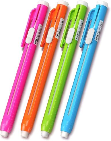 Retractable Mechanical Eraser Pen, Pen-Style Erasers Assorted Color, 4 Pack in Kuwait