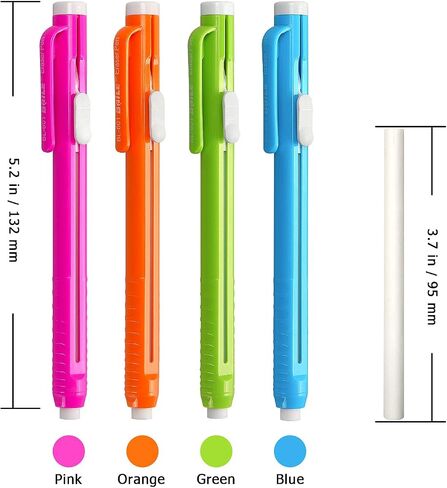 Retractable Mechanical Eraser Pen, Pen-Style Erasers Assorted Color, 4 Pack in Kuwait