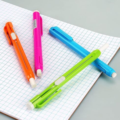 Retractable Mechanical Eraser Pen, Pen-Style Erasers Assorted Color, 4 Pack in Kuwait