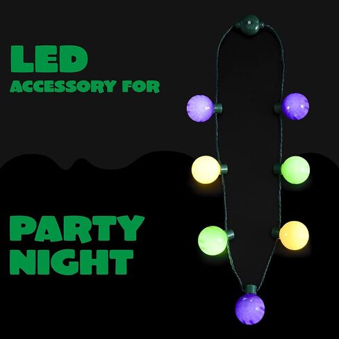 JOYIN 3 PCS Mardi Gras LED Bulb Necklace, Purple, Green, Gold LED Light Up Necklace with 6 lighting modes for Mardi Gras Party Favors Supplies, Masquerade Costume Accessories in Saudi Arabia