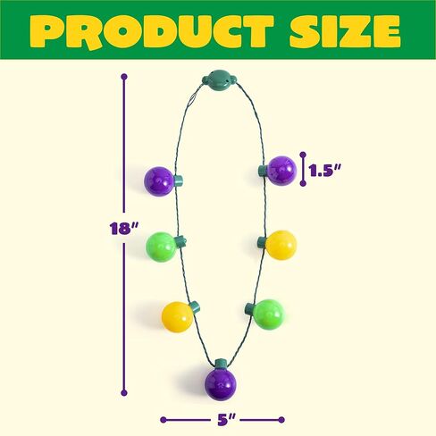 JOYIN 3 PCS Mardi Gras LED Bulb Necklace, Purple, Green, Gold LED Light Up Necklace with 6 lighting modes for Mardi Gras Party Favors Supplies, Masquerade Costume Accessories in Saudi Arabia