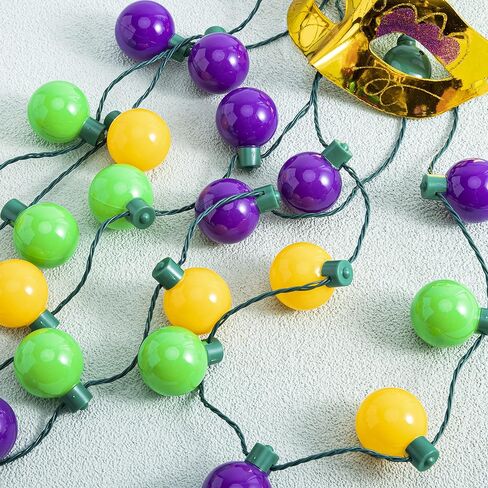 JOYIN 3 PCS Mardi Gras LED Bulb Necklace, Purple, Green, Gold LED Light Up Necklace with 6 lighting modes for Mardi Gras Party Favors Supplies, Masquerade Costume Accessories in Saudi Arabia