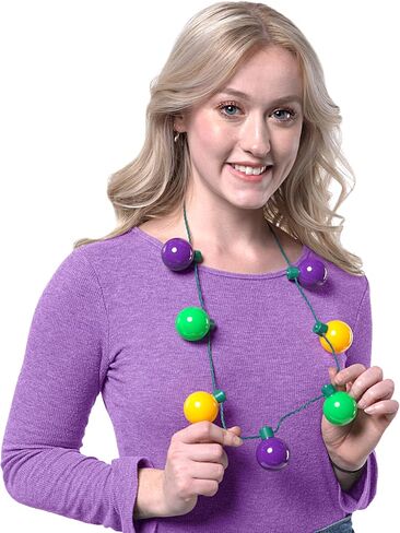 JOYIN 3 PCS Mardi Gras LED Bulb Necklace, Purple, Green, Gold LED Light Up Necklace with 6 lighting modes for Mardi Gras Party Favors Supplies, Masquerade Costume Accessories in Saudi Arabia