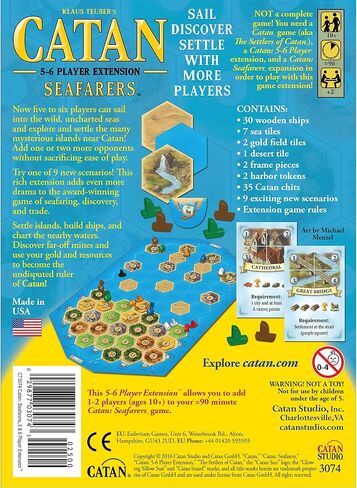 ملحق لعبة CATAN Seafarers Board مما يسمح بإجمالي 5 إلى 6 لاعبين لتوسيع CATAN Seafarer | لعبة الطاولة للكبار والعائلة | لعبة المغامرة اللوحية | من إنتاج استوديو كاتان in Kuwait