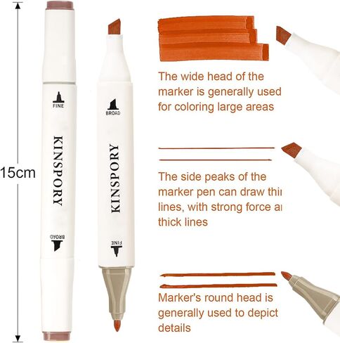 120 قطعة من أقلام تحديد الكحول من KINSPORY - أقلام رسم فنية لتلوين الرأس المزدوج مع حقيبة ألومنيوم متينة للبالغين والأطفال in Kuwait
