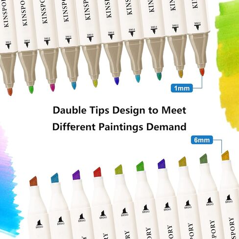 120 قطعة من أقلام تحديد الكحول من KINSPORY - أقلام رسم فنية لتلوين الرأس المزدوج مع حقيبة ألومنيوم متينة للبالغين والأطفال in Kuwait