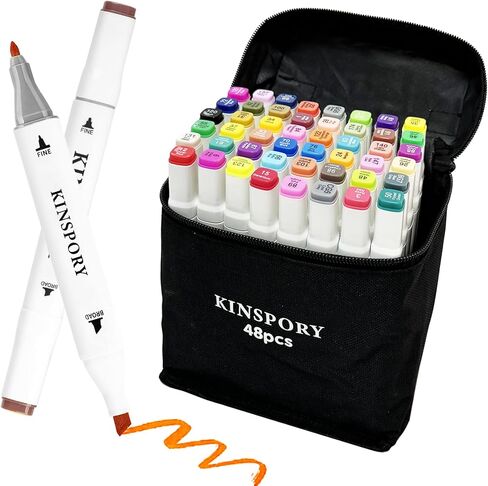 120 قطعة من أقلام تحديد الكحول من KINSPORY - أقلام رسم فنية لتلوين الرأس المزدوج مع حقيبة ألومنيوم متينة للبالغين والأطفال in Kuwait