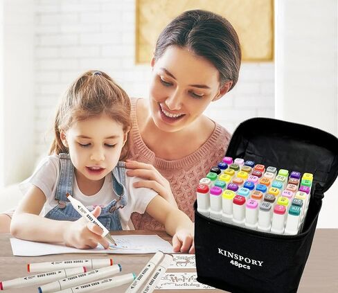 120 قطعة من أقلام تحديد الكحول من KINSPORY - أقلام رسم فنية لتلوين الرأس المزدوج مع حقيبة ألومنيوم متينة للبالغين والأطفال in Kuwait