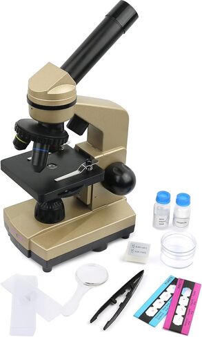Click N' Play Microscope for Kids 3 Magnification Levels 40x 100x 400x Includes Slides Science Experiments & Accessories Portable Student Metal Microscope 52 pc set in Kuwait