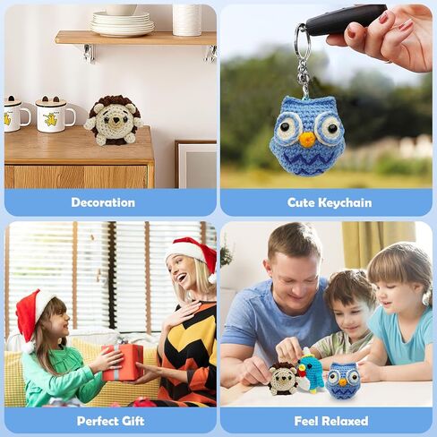 BicycleStore Crochet Kit for Beginners, 3PCS Crochet Starter Kit with Instructions and Video Tutorials Cute Animals DIY Craft Knitting Kits with Yarn, Hook, Needles, Keychain for Adults and Kid in Kuwait