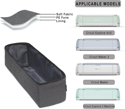 غطاء غبار BAGSPRITE متوافق مع Cricut Maker، Maker 3، Explore Air 2، Explore 3، غطاء Cricut مع 3 جيوب لملحقات Cricut (رمادي) in Kuwait