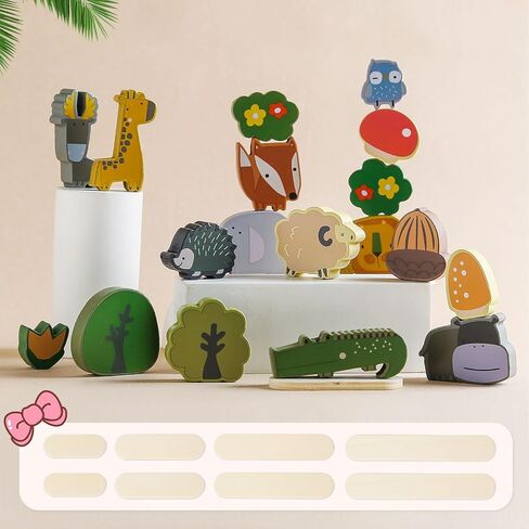 ألعاب التراص الخشبية للأطفال الصغار من أفينلاند، ألعاب حسية للحيوانات للأطفال، مكعبات موازنة التراص، مكعبات بناء مونتيسوري للأطفال في مرحلة ما قبل المدرسة، لعبة التوازن التعليمي للأطفال الوالدين والطفل in Kuwait