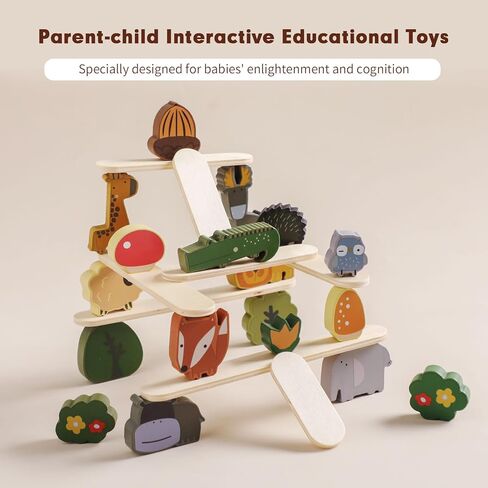 ألعاب التراص الخشبية للأطفال الصغار من أفينلاند، ألعاب حسية للحيوانات للأطفال، مكعبات موازنة التراص، مكعبات بناء مونتيسوري للأطفال في مرحلة ما قبل المدرسة، لعبة التوازن التعليمي للأطفال الوالدين والطفل in Kuwait