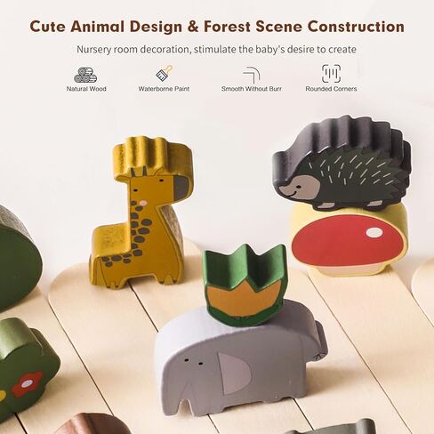 ألعاب التراص الخشبية للأطفال الصغار من أفينلاند، ألعاب حسية للحيوانات للأطفال، مكعبات موازنة التراص، مكعبات بناء مونتيسوري للأطفال في مرحلة ما قبل المدرسة، لعبة التوازن التعليمي للأطفال الوالدين والطفل in Kuwait