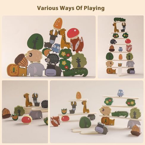 ألعاب التراص الخشبية للأطفال الصغار من أفينلاند، ألعاب حسية للحيوانات للأطفال، مكعبات موازنة التراص، مكعبات بناء مونتيسوري للأطفال في مرحلة ما قبل المدرسة، لعبة التوازن التعليمي للأطفال الوالدين والطفل in Kuwait