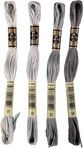 DMC 6-Strand Embroidery Cotton Bundle - Tin Color Family -4 Skeins of Thread - 8.7yd Skeins in Saudi Arabia