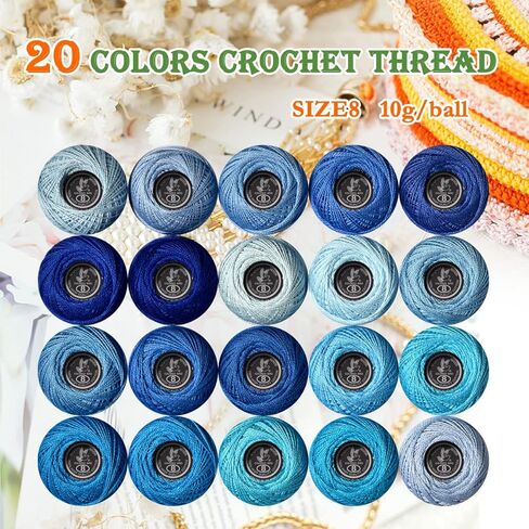 Soft 20 colorsClassic Crochet Thread 20 Pack Royal Blue Gradient in Kuwait