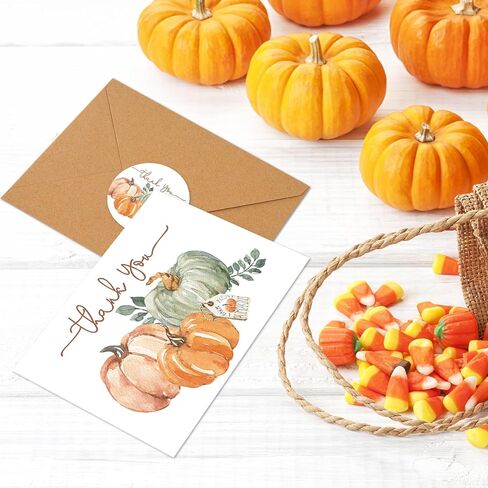 AnyDesign الخريف شكرا لك بطاقات السائبة 36 حزمة الألوان المائية الخريف اليقطين شكرا لك بطاقات ملاحظة مع مغلفات ملصقات عيد الشكر بطاقات معايدة فارغة لمستلزمات الحفلات، 4 × 6 بوصة in Saudi Arabia