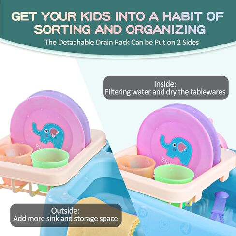 تغيير لون اللعب بالوعة مع المياه الجارية للأطفال الصغار 1-3، لعبة مطبخ التظاهر طفل صغير سن 2-4، طفل لعب دور غسالة الصحون الكهربائية مع مجموعة تنظيف صنبور العمل الهدايا للبنين الفتيات للعب المياه in Kuwait