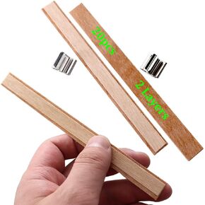 20PCS Lenisc Double Layered Wood Wicks with Metal Base Clips for Candle Making Craft Natural 2 Layers Wooden Candle Wicks for DIY Soy Wax Candles Cores 5.9inch/15cm Height (0.51inch/1.3cm Width)