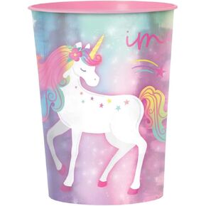 Enchanted Unicorn Metallic Plastic Favor Cup - 16 oz. (Pack of 1) - Sparkling Clear Party Keepsake, Perfect for Kids' Magical Themed Celebrations in Saudi Arabia