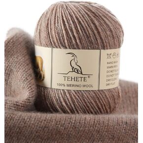 TEHETE 100% Merino Wool Yarn for Knitting 3-Ply Luxury Warm Soft Lightweight Crochet Yarn (Star Blue)