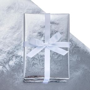 LeZakaa Blue Gift Wrapping Paper - Vintage Floral Embossed Foil Mini Roll for Birthday, Christmas Holiday - 17 inches x 32.8 Feet (46.25 sq.ft.)