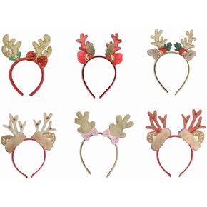 saitom Christmas Holiday Headbands Elf Reindeer Antlers Xmas Tree Bells Santa Hat Headbands for Kids Adults Party Favors