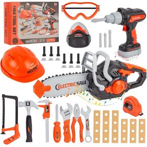 مجموعة أدوات الأطفال، 35 قطعة مجموعة أدوات للأطفال الصغار مع منشار كهربائي ومثقاب ألعاب، ألعاب تظاهر للأطفال، أدوات ألعاب للأطفال من سن 3 4 5 6 7 8 سنوات، ألعاب للأولاد in Kuwait