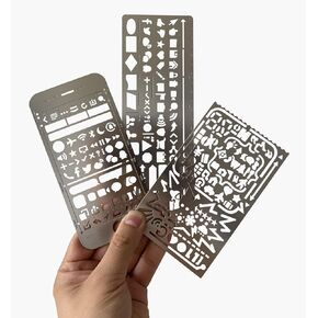 Wocst 3 in 1 Stainless Steel Drawing Painting Stencils Included Web UI/iOS Stencils for Scrapbooking, Card and Craft Projects in Kuwait