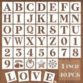 YEAJON 3 Inch Letter Stencils and Numbers, 40 Pcs Alphabet Drawing Templates, Reusable Plastic Art Craft Stencils for Painting on Wood, Wall, Fabric, Rock, Signage, Door Porch