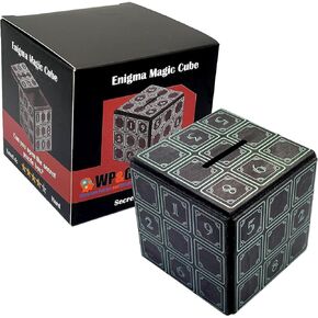 صندوق بازل مكعب انيجما السحري - حامل نقود وهدايا في قفل خدعة خشبي مع مساحة تخزين مخفية على شكل حصالة بيجي بانك لعبة تحفيز العقل in Kuwait