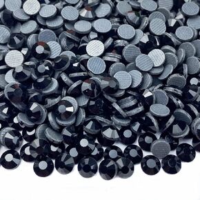 Hotfix Rhinestones,8000pcs SS6 1.8mm Flatback Hotfix Rhinestones Round Crystal Glass Rhinestones for Crafts Clothes Shoes Shirts Cups Decoration(Black)