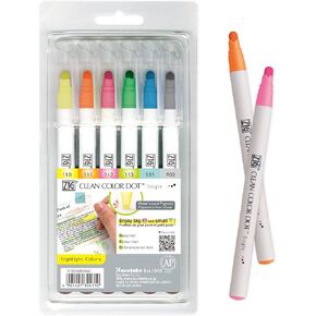 Kuretake CLEAN COLOR DOT Single Mild Smoky 6 colors set, Flexible dot tip marker, for Journals, Crafts, Illustration, Lettering, Planners, for Adult, Kids, Made in Japan in Kuwait